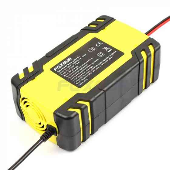 Автоматическое импульсное зарядное устройство для автомобильного аккумулятора Foxsur 12V-24V 8A Горловка