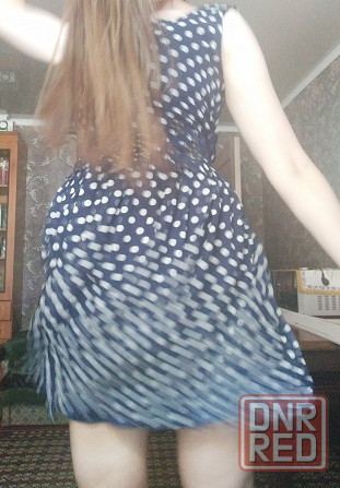 Синее платье в горошек Донецк - изображение 3