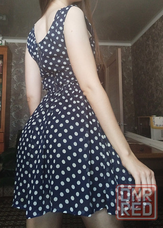 Синее платье в горошек Донецк - изображение 2