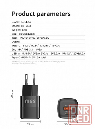Зарядное устройство KUULAA 33W GaN USB Type C PD Донецк - изображение 3