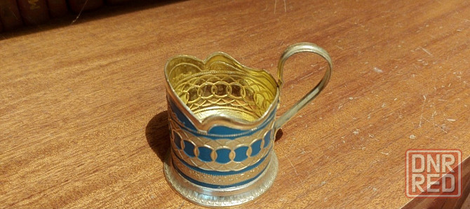 Красивые подстаканники, цвет золото с синим Донецк - изображение 1