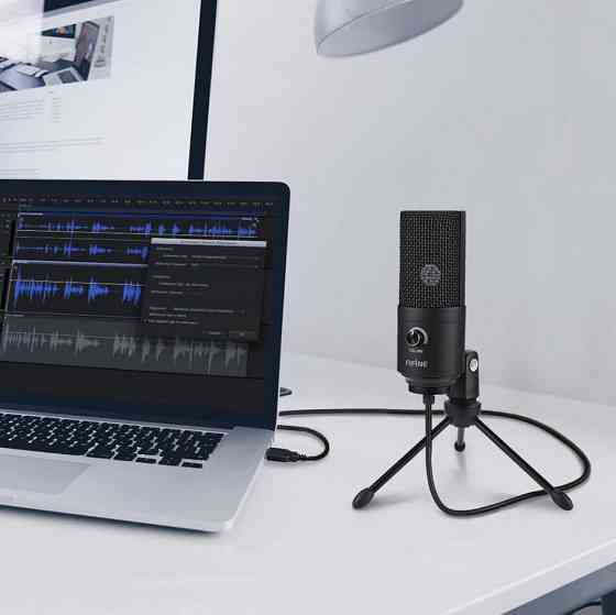 Микрофон-USB - FIFINE K669 + стойка, для компьютера, студийный Донецк