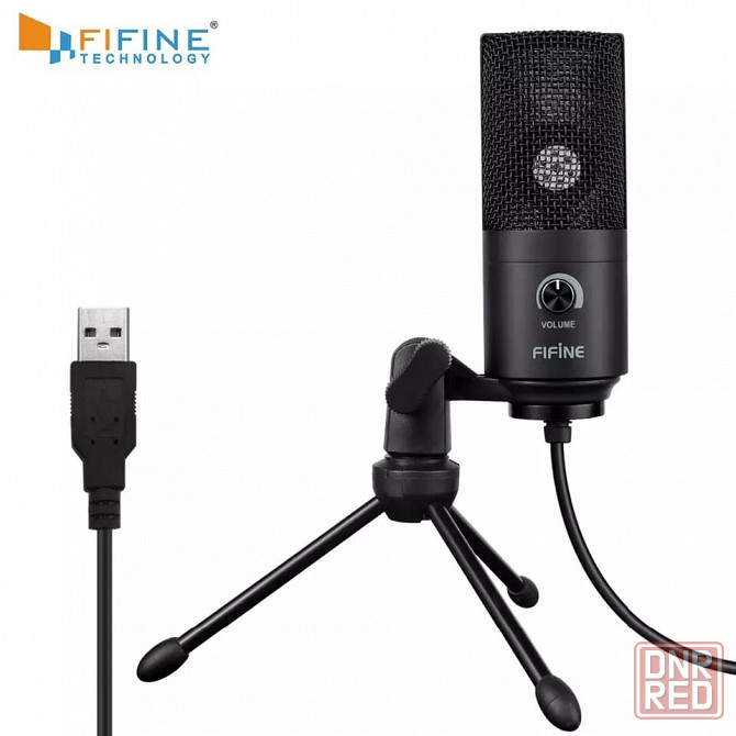 Микрофон-USB - FIFINE K669 + стойка, для компьютера, студийный Донецк - изображение 1