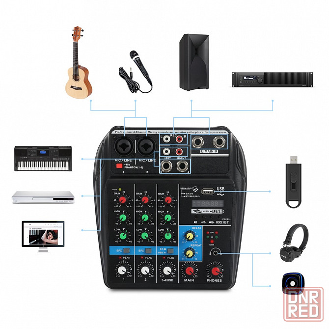 Микшерный пульт - TEYUN A4, микшер, консоль, звуковая карта, USB Донецк - изображение 5