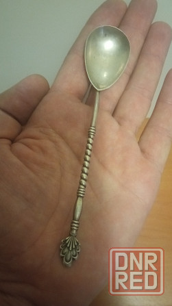 Чайная ложечка с длинной ручкой СЕРЕБРО 875 проба, 21 грамм. Макеевка - изображение 3