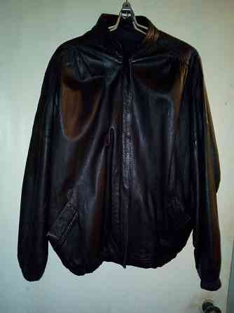 Куртка кожаная , весна-осень , цвет черный , размер 48 Макеевка