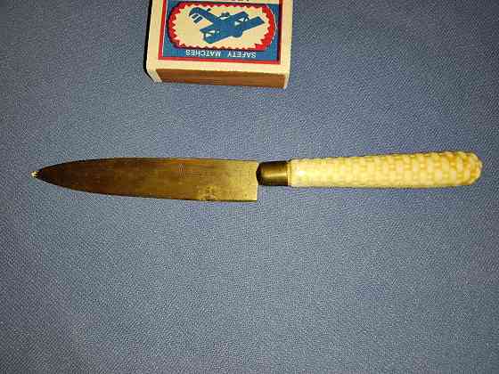 Нож конторский для резки бумаги, начало 20 века, лезвие бронза, ручка керамика, Германская империя. Макеевка