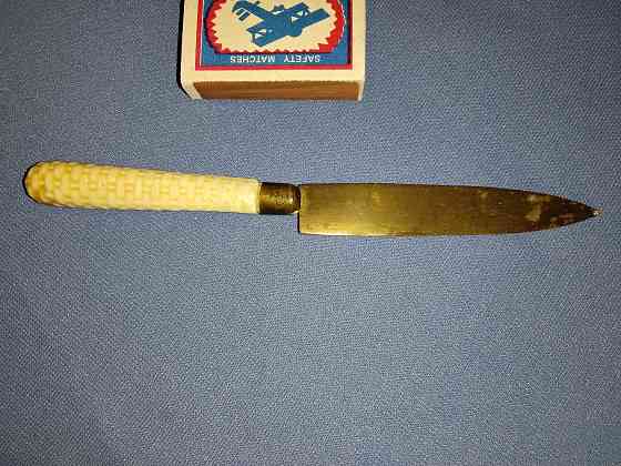 Нож конторский для резки бумаги, дореволюционный, лезвие бронза, ручка керамика, Германская империя. Макеевка