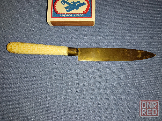Нож конторский для резки бумаги, начало 20 века, лезвие бронза, ручка керамика, Германская империя. Макеевка - изображение 2