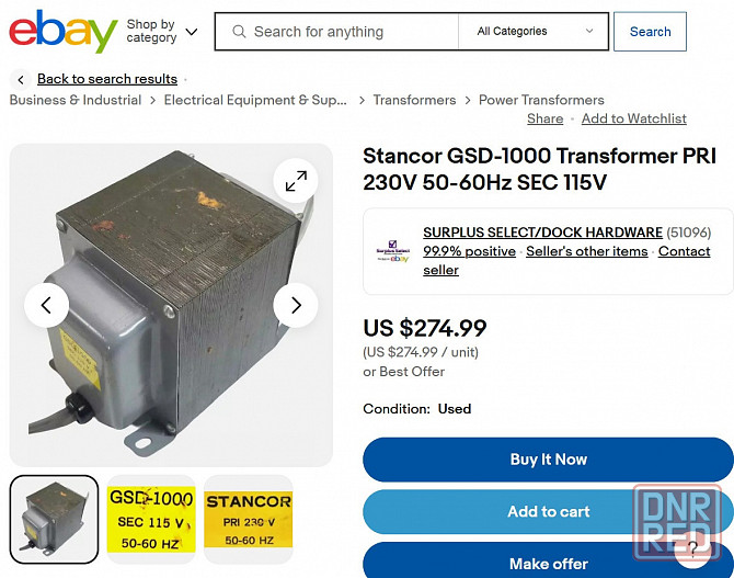 Трансформатор понижающий Stancor с 230 на 115 вольт -- 1000 вт. для американской аппаратуры Донецк - изображение 1