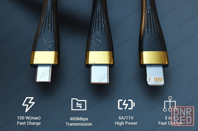 Комплект - кабель Essager USB 3A Type-C - 2 шт. и быстрое зарядное устройство QC 3( цвет белый ) Донецк - изображение 6