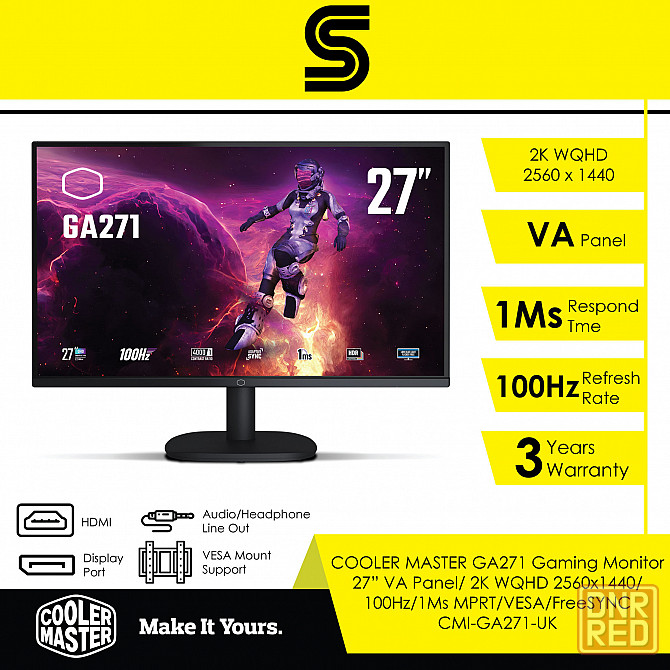 2K 27" Монитор Cooler Master CMI-GA271 100Гц Донецк - изображение 1