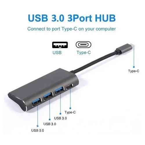 Концентратор HUB Type-C на USB 3.0 MDN metal; 3-port; Gray Донецк