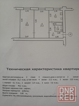 Продается 2х комнатная квартира в Центре города Луганск, площадь ВОВ 4 Луганск - изображение 2