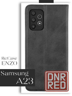 Новый чехол книга для телефона Samsung A23 чёрный с стильным тиснением. Донецк - изображение 5