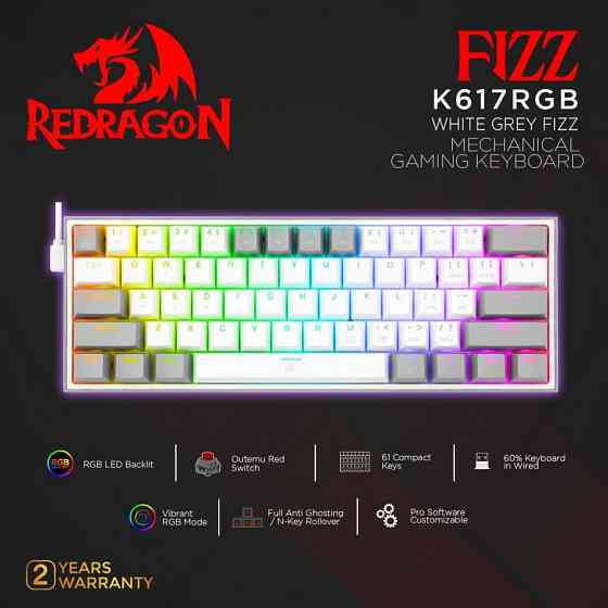 REDRAGON Fizz K617 RGB USB мини Механическая игровая Проводная клавиатура Донецк