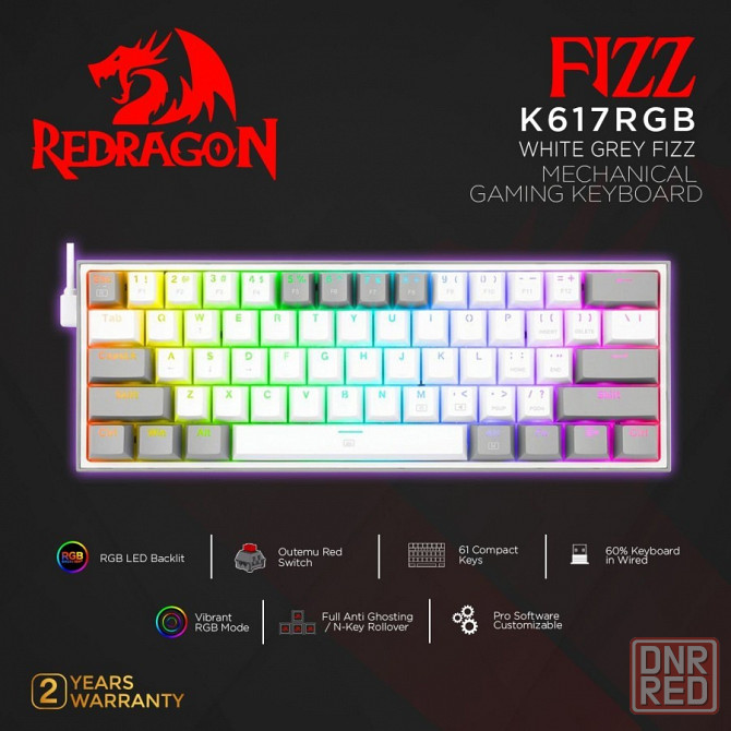 REDRAGON Fizz K617 RGB USB мини Механическая игровая Проводная клавиатура Донецк - изображение 1