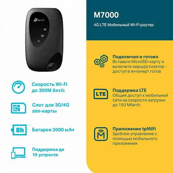 TP-Link M7000 мобильный WIFI роутер (под любого мобильного оператора) Макеевка