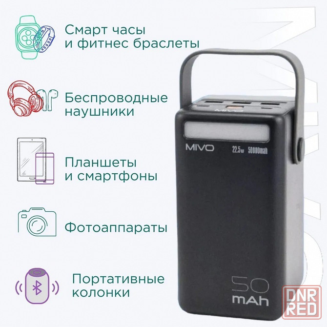 Аккумулятор внешний MIVO Power Bank MB-500Q 50000mAh Черный Макеевка - изображение 3