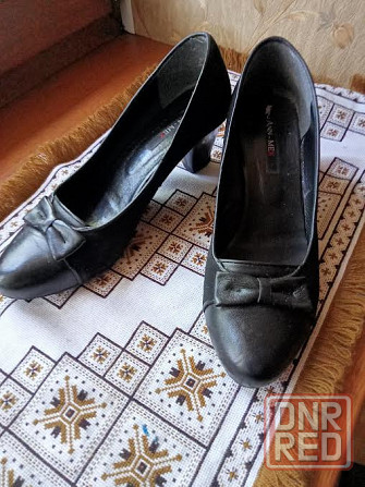 Туфли черные с бантом искусственная кожа Донецк - изображение 1