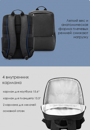 Рюкзак Xiaomi 90 Points NINETYGO Fashion Business Backpack (черный) FBB Макеевка