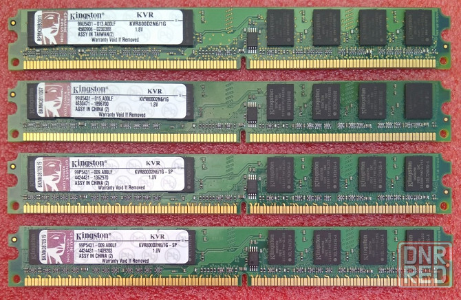 DDR2 1Gb+1Gb+1Gb+1Gb (PC2-6400) 800MHz Kingston - ОДНОСТОРОННИЕ - Kingston DDR2 4Gb Донецк - изображение 1