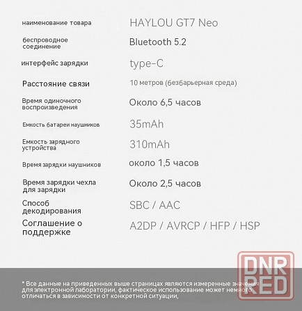 Беспроводные наушники Xiaomi Haylou GT7 Neo (полупрозрачная черная) Макеевка - изображение 8