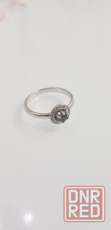 Кольцо белое золото (бриллианты и спфир) Донецк - изображение 1