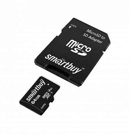 micro SDXC карта памяти Smartbuy 064GB cl10 U3 V30 для видеонаблюдения (с адаптером SD) Макеевка