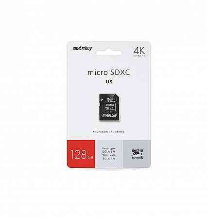 micro SDXC карта памяти Smartbuy 128GB Class10 PRO U3 RW9070 MBs (с адаптером SD) Макеевка