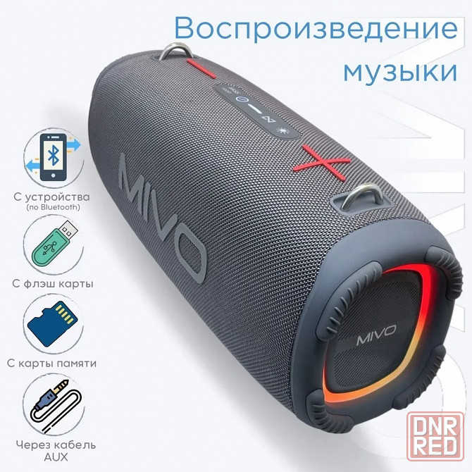 Портативная колонка MIVO M23 (Bluetooth, USB, MicroSD, FM, AUX) 3D Стерео Динамик 100w Макеевка - изображение 4
