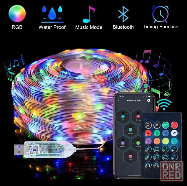 Светодиодная гирлянда Dreamcolor RGB Bluetooth с микрофоном Донецк - изображение 1