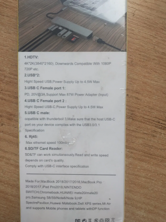 Type-c хаб - переходник на Lan HDMI USB 3.0 PD картридер Мариуполь