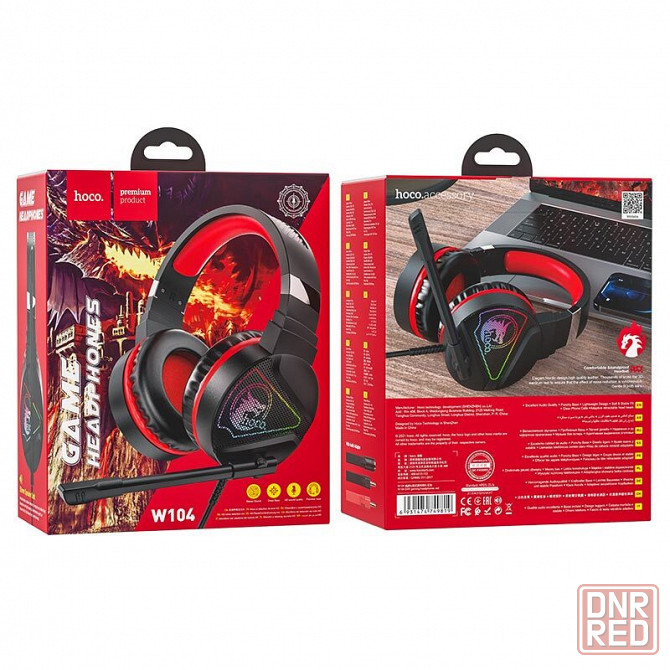 HOCO W104 DRIFT Наушники игровые с RGB подсветкой и микрофоном, гарнитура Донецк - изображение 1