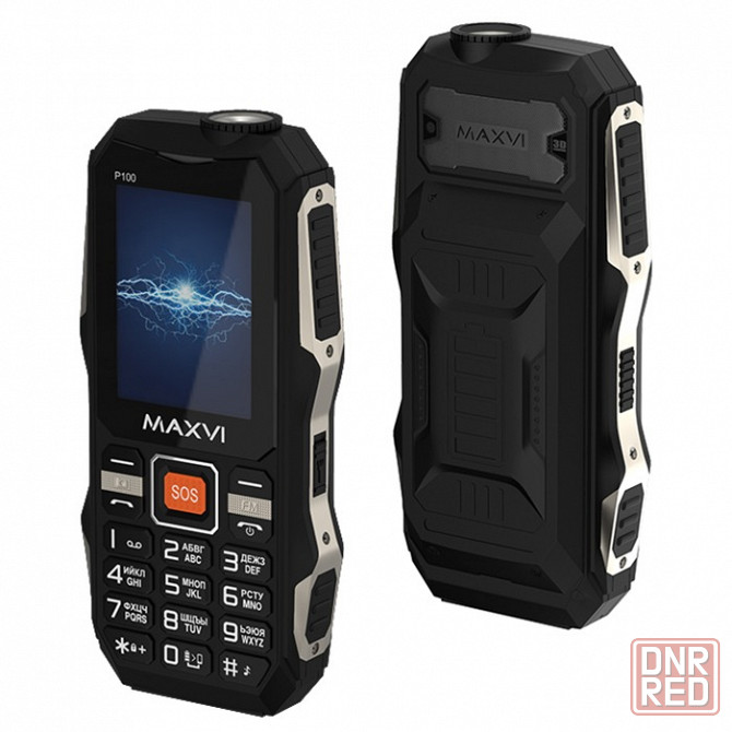 Maxvi P100 Мобильный противоударный кнопочный телефон с фонариком, power bank, 2 SIM Донецк - изображение 1