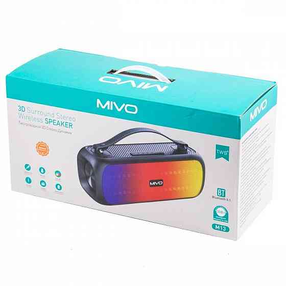Mivo M13, 30Вт Портативная беспроводная колонка c RGB подсветкой (Влагозащита) Донецк
