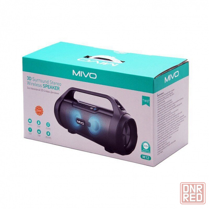 Mivo M12, 19Вт Портативная беспроводная колонка с RGB подсветкой Донецк - изображение 1