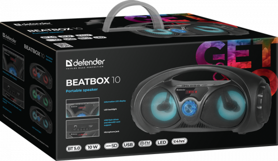 DEFENDER Beatbox, 10Вт Портативная беспроводная колонка c RGB подсветкой Донецк