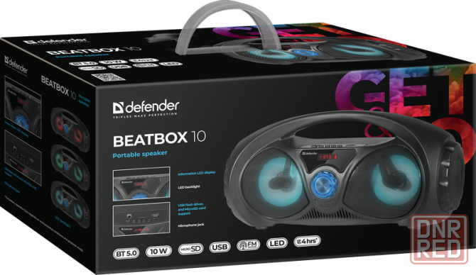DEFENDER Beatbox, 10Вт Портативная беспроводная колонка c RGB подсветкой Донецк - изображение 1