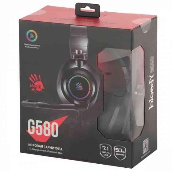 A4Tech Bloody G580 USB 7.1 Наушники Игровые с RGB подсветкой и микрофоном, гарнитура Донецк