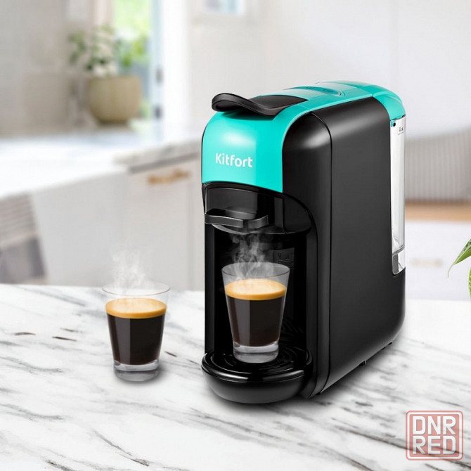 Кофемашина Kitfort kt-7105-3 черно-бирюзовая Донецк - изображение 1