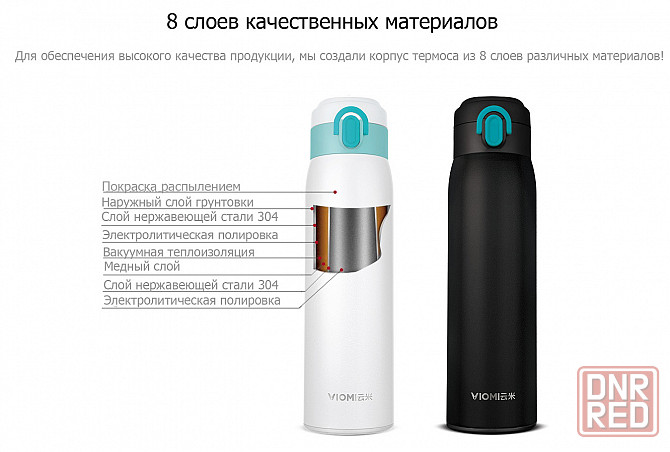 Термос, Термокружка Xiaomi Viomi Stainless Vacuum Cup Black 460 ml (ОРИГИНАЛ) Донецк - изображение 1