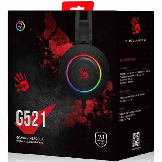A4Tech Bloody G521 USB 7.1 Наушники Игровые с RGB подсветкой и микрофоном, гарнитура Донецк