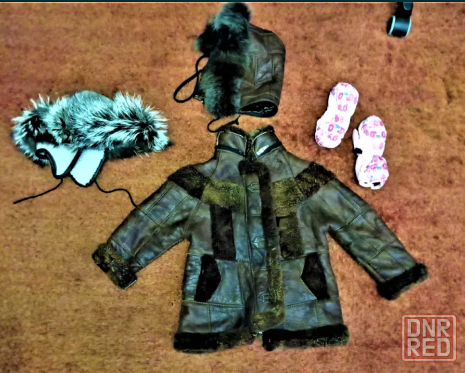Детская дубленка+шапка и варежки Донецк - изображение 4