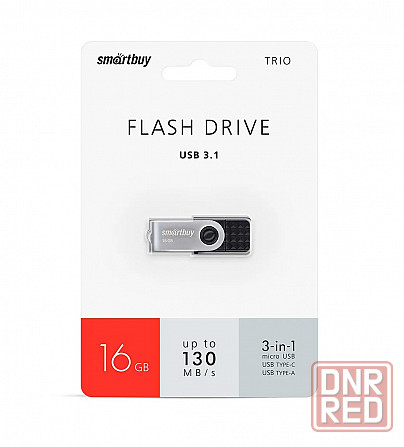 UFD 3.0/3.1 Smartbuy 16GB TRIO 3-in-1 OTG (USB Type-A + USB Type-C + micro USB) Макеевка - изображение 5