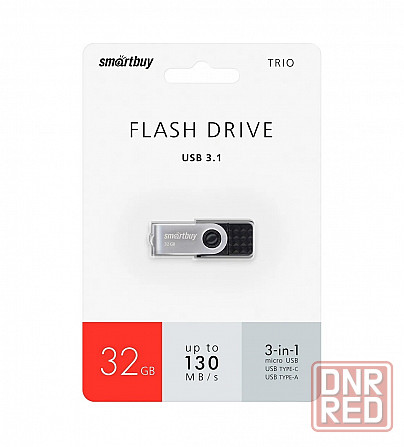UFD 3.0/3.1 Smartbuy 32GB TRIO 3-in-1 OTG (USB Type-A + USB Type-C + micro USB) Макеевка - изображение 5