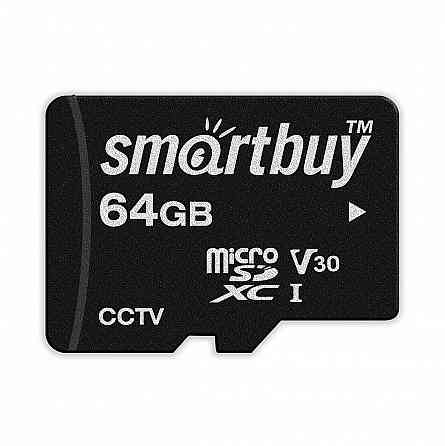 micro SDXC карта памяти Smartbuy 64GB cl10 U3 V30 для видеонаблюдения (с адаптером SD) Макеевка