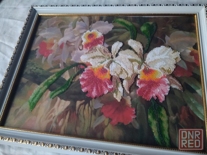 продам картину бисером - "Цветы" Донецк - изображение 1