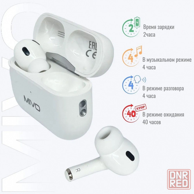 Беспроводные наушники MIVO MT-35 Bluetooth 5.3 с микрофоном IOS/Android white Макеевка - изображение 6