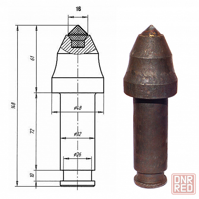 Резец горнорудный рг 32.88-16 ( ртм32 , ксп32 ) Донецк - изображение 1